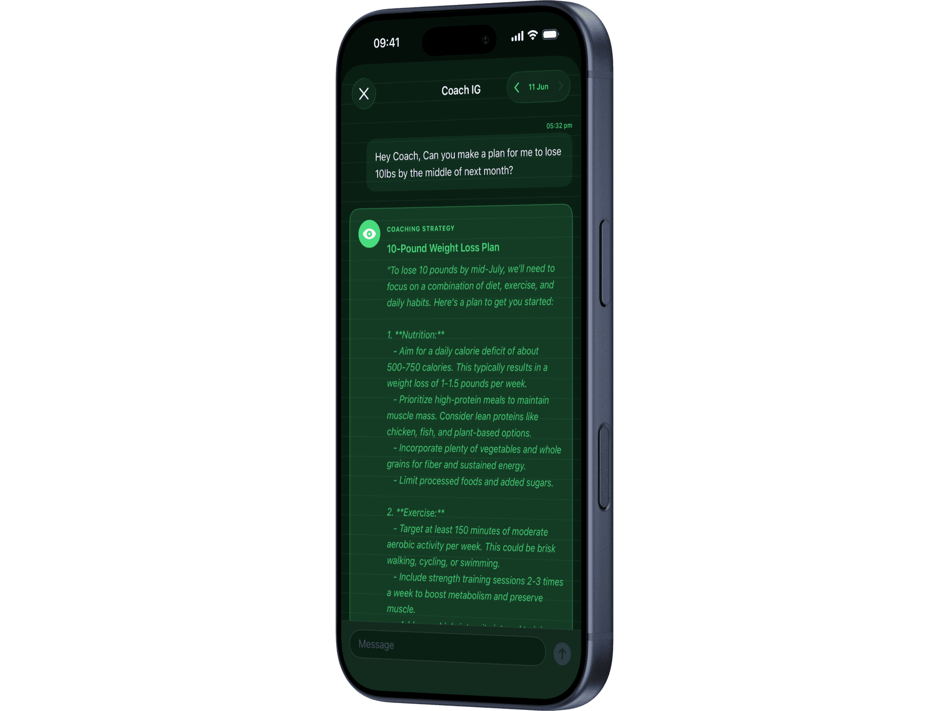 AI Coach app screen