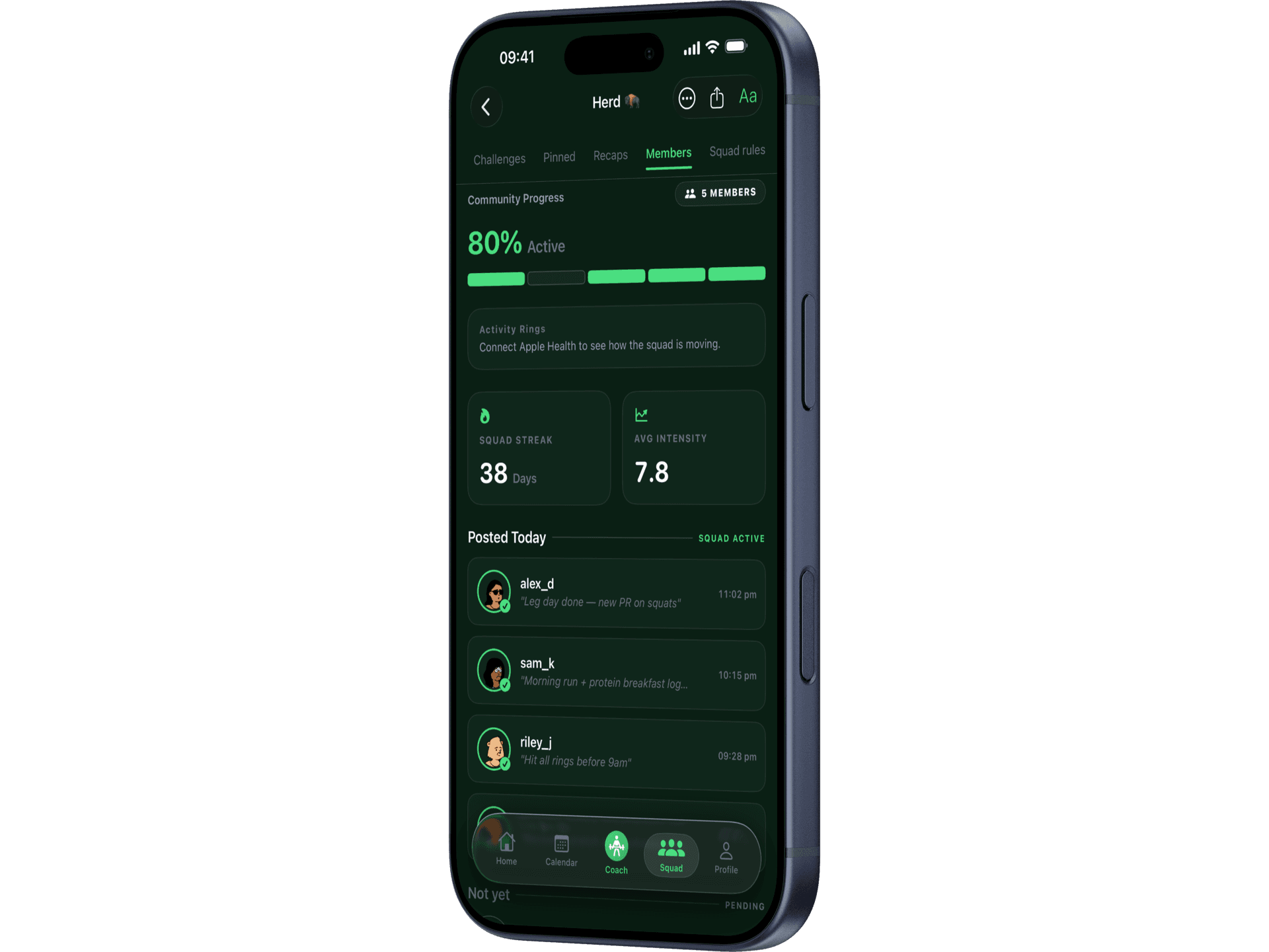Squads app screen